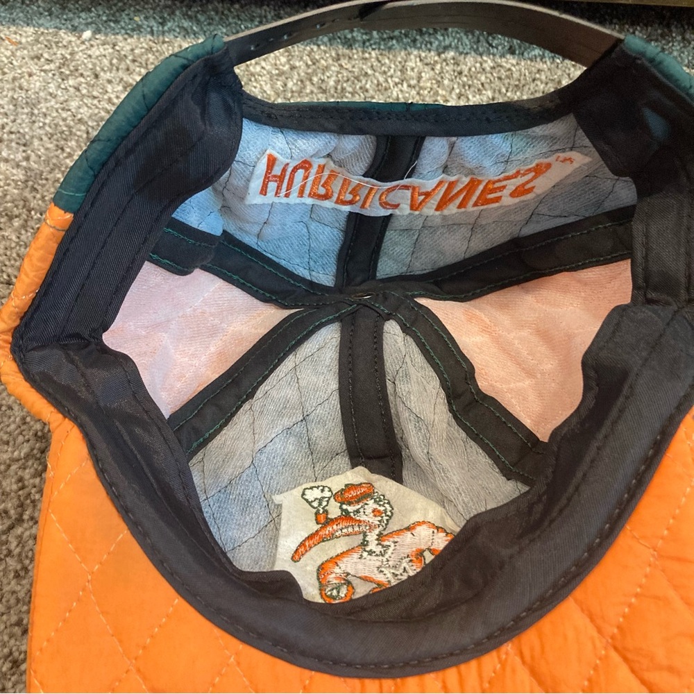 Vtg Miami Hurricanes Quilted Snapback Hat Cap Sebastian - Picture 7 of 8